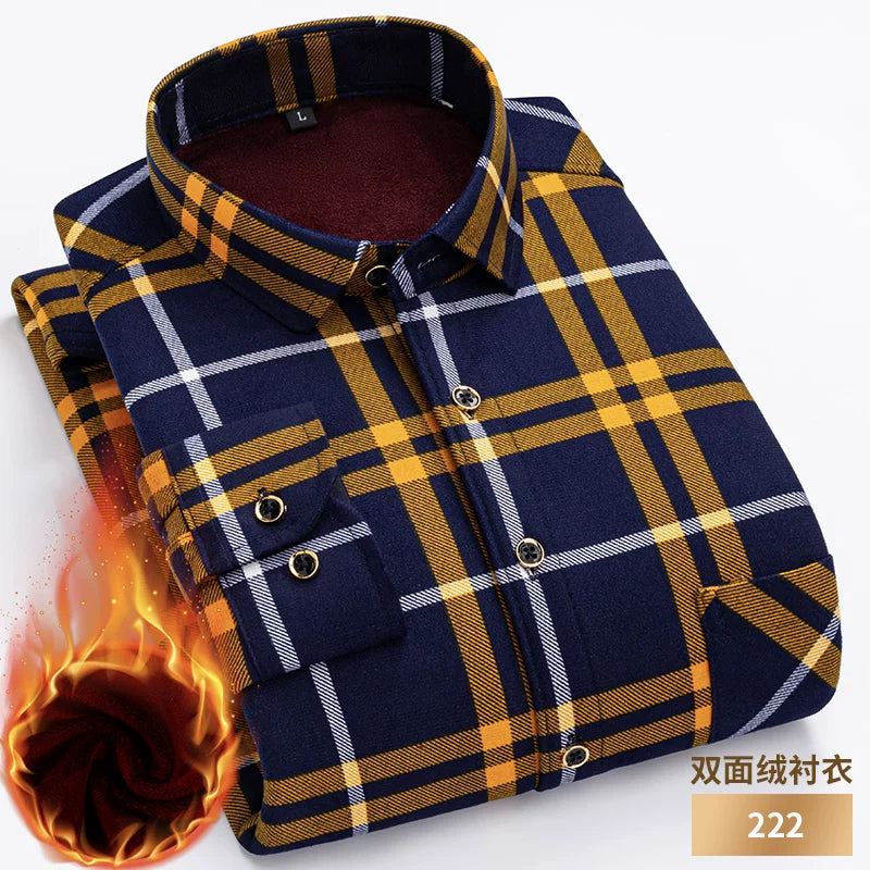 Paul Winter Kişilər, Orta Yaşlı və Yaşlılar üçün İsti Uzunqol Köynək, Gündəlik, Yun Astarlı, Qalın, Böyük Ölçülü Dama-dama Köynək