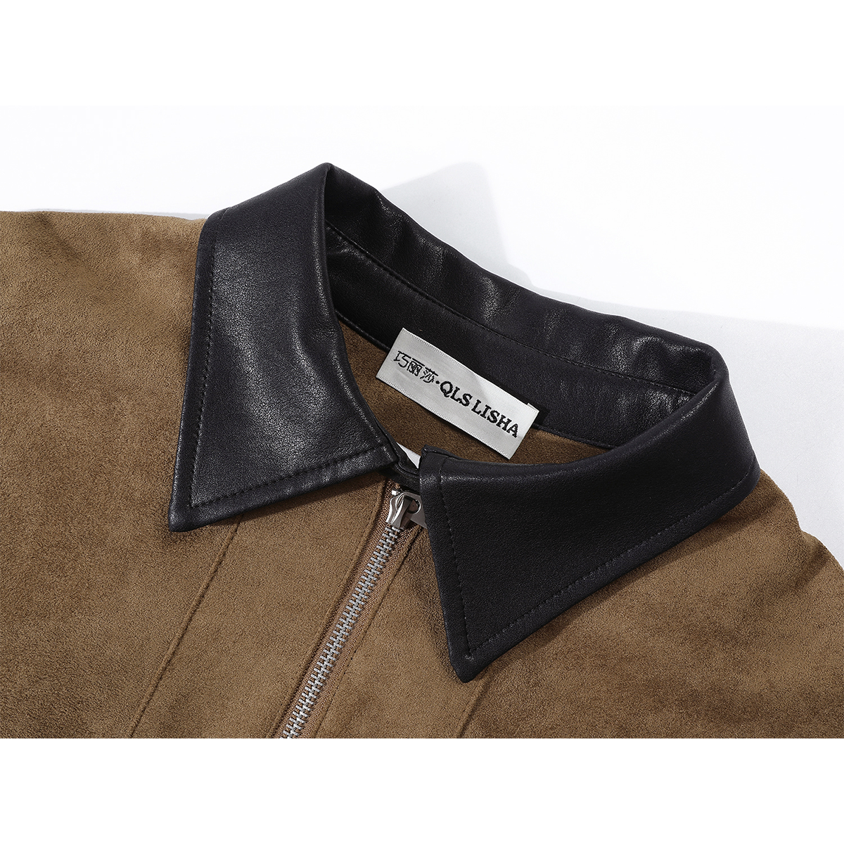 Chola Lisa-nın qadınlar üçün şık yamaqlı Koreya retro boş zamşa paltosu, payız zərif yaxa gödəkçəsi.