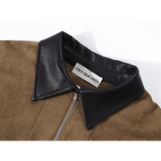 Chola Lisa-nın qadınlar üçün şık yamaqlı Koreya retro boş zamşa paltosu, payız zərif yaxa gödəkçəsi.