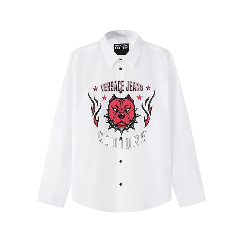 Versace VJC Kişilər üçün Pambıq Bulldog Loqolu Naxışlı Gündəlik Uzunqol Köynək 75GALYR3 CN002