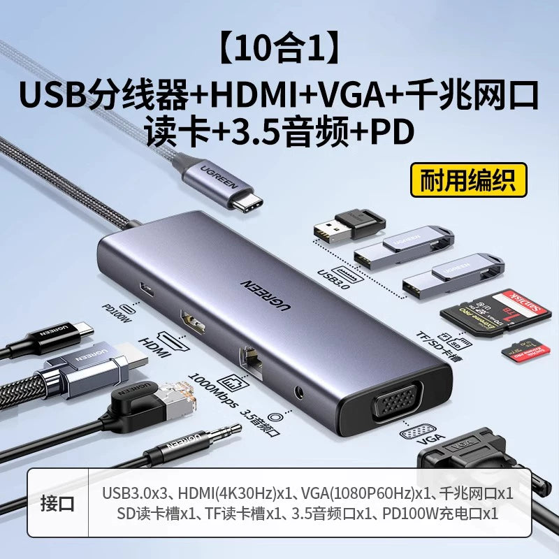 Green Alliance genişləndirmə dock typec genişləndirilməsi HDMI proyeksiya ekranı konvertasiyası USB splitter hub Thunderbolt 4 şəbəkə kabeli çox funksiyalı interfeys adapteri noutbuk iPad planşet mobil telefon aksesuarları