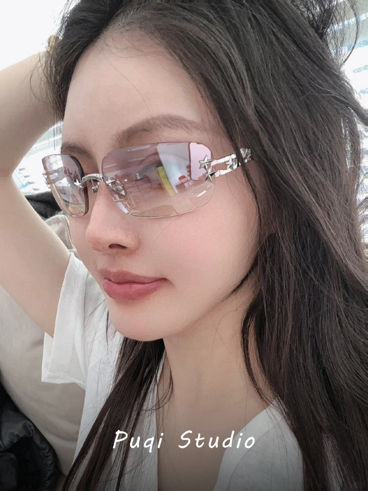 jennie'nin eyni üslublu çərçivəsiz y2k millennium hottie stilinin Koreya versiyası qadın moda dəbli yüksək səviyyəli günəş eynəyi yay