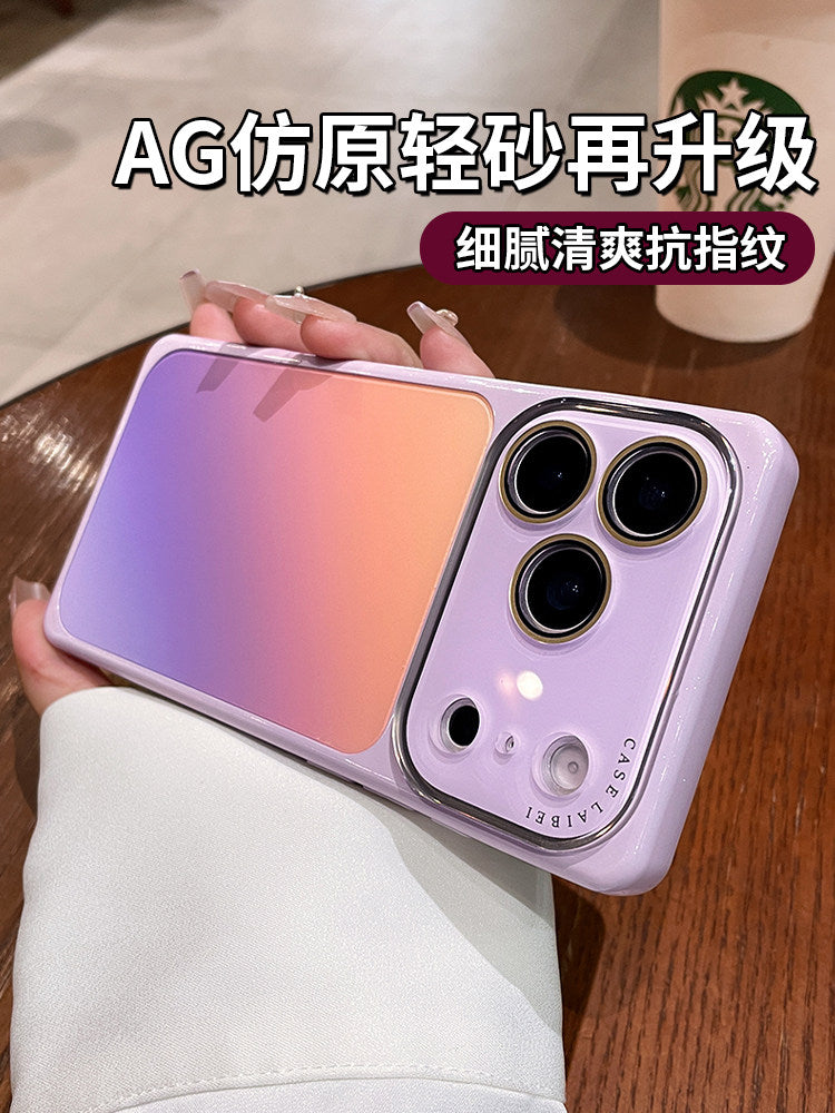 Apple 17ProMax mobil telefon qutusu, yeni iphone17 kvadrat gradient narıncı dəniz lensi hərtərəfli qoruyucu örtük, sadə buzlu 16 yüksək səviyyəli kişi və qadın cüt qabıq 15hui 14 üçün uyğundur