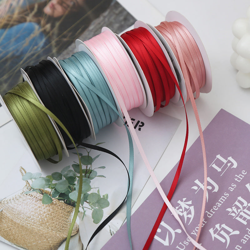 0,3 sm şifrəli iki tərəfli polyester lent toy yayı yüksək səviyyəli hədiyyə qablaşdırma ipək lent 3 mm nazik lent - 2