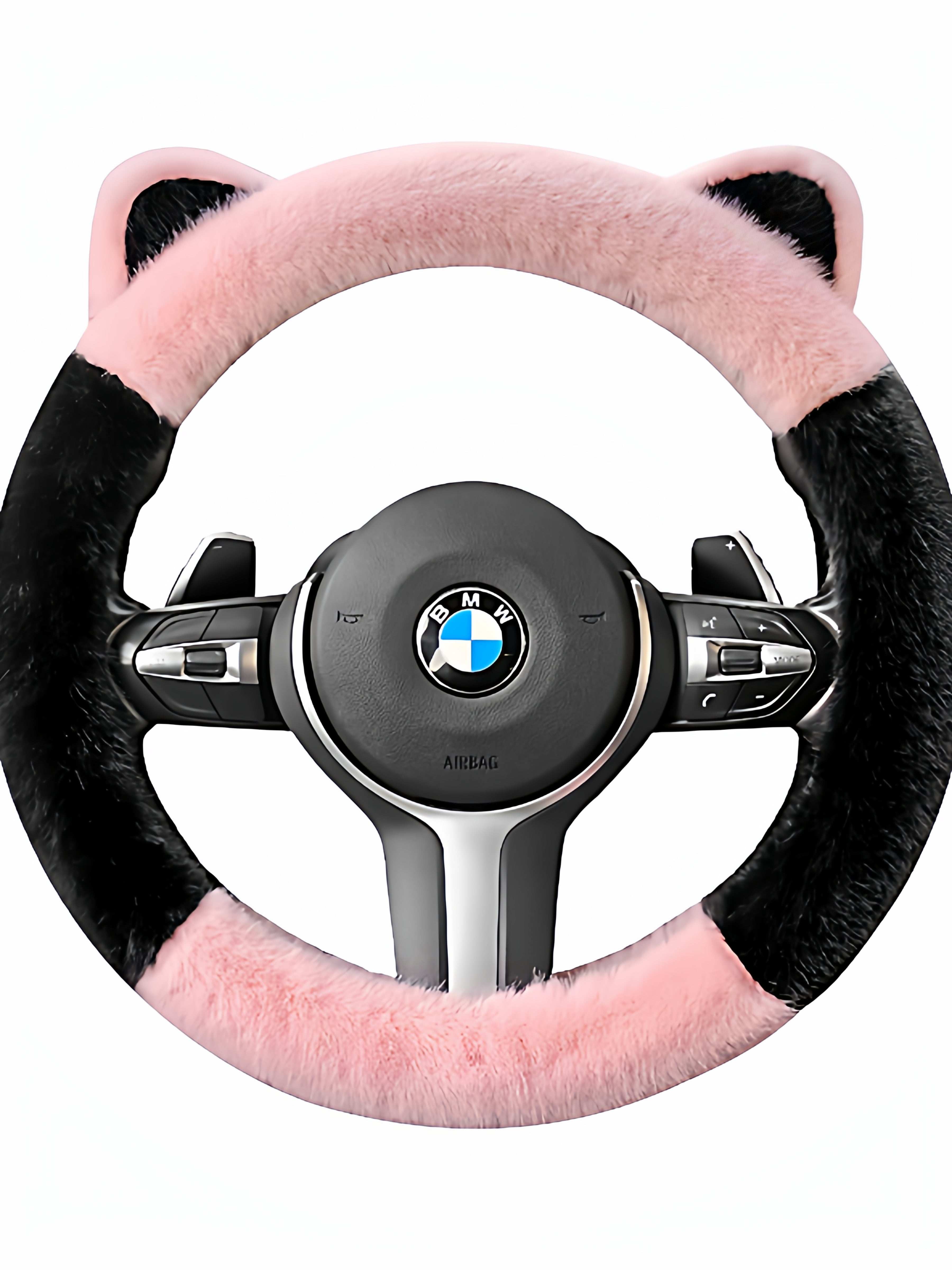 Luxury ear steering wheel cover, winter warmth and cold protection, popular online goddess car steering wheel cover, universal type.