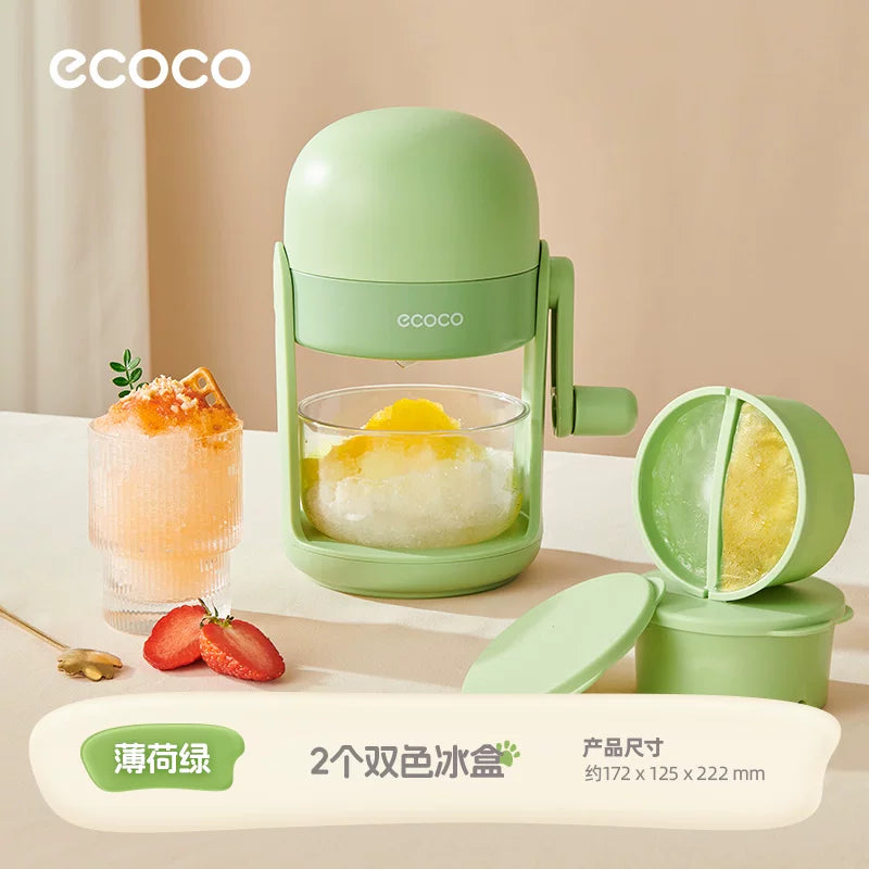 Ecoco manual qırxılmış buz maşını məişət kiçik dolu buz maşını fasiləsiz smoothie maşını əl ilə əyilmiş buz maşını tövlə tövləsi elektrik şəbəkəsindən çıxarılıb