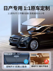 Nissan Sylphy, Qashqai, Teana, X-Trail, Tiida avtomobil günəşdən qoruyucu pərdələri, ön şüşənin günəşdən qoruyucu və istilik izolyasiyası çətir panelləri üçün uyğundur.