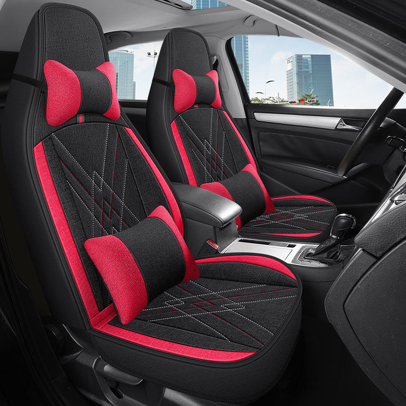 2021/2022 Geely Emgrand S Car Seat Covers, All-Season Fully Padded Linen Seat Cushions, Breathable Fabric Seat Covers