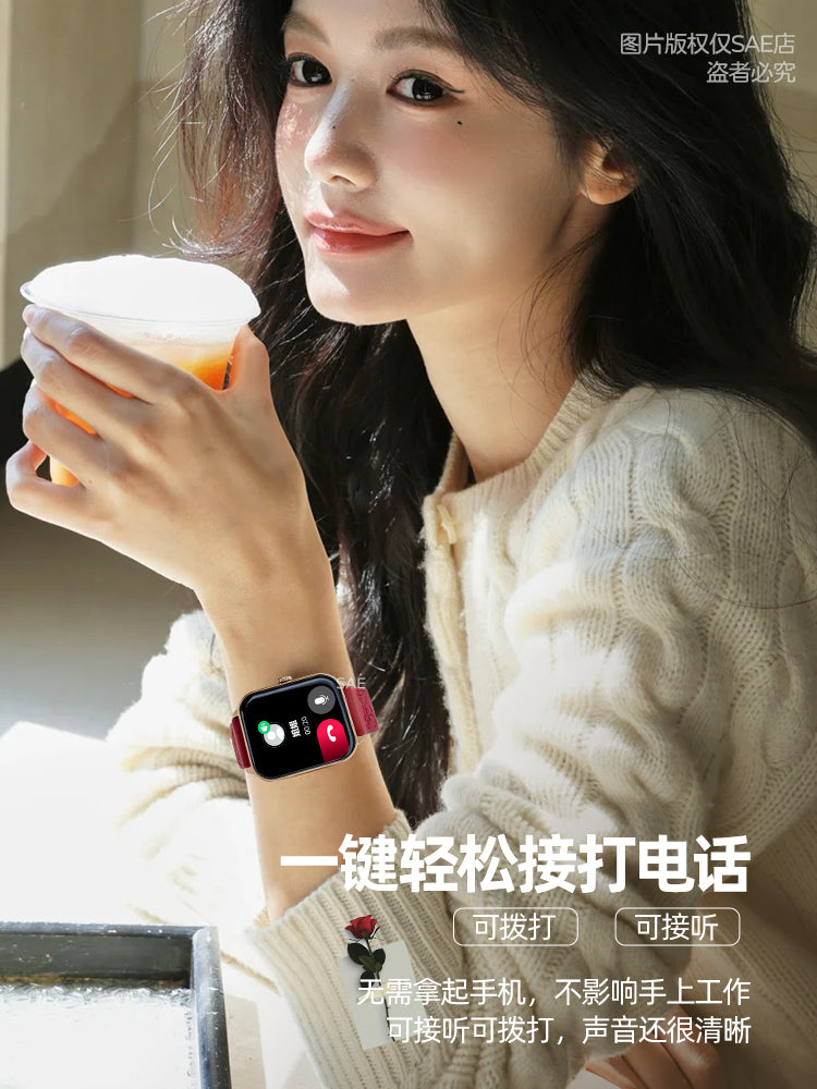 Qızlar üçün ağıllı saat, çoxfunksiyalı, zəng etmək və qəbul etmək, sağlam ürək döyüntüsü idman qolbağı, Xiaomi və Apple mobil telefonlarına uyğundur
