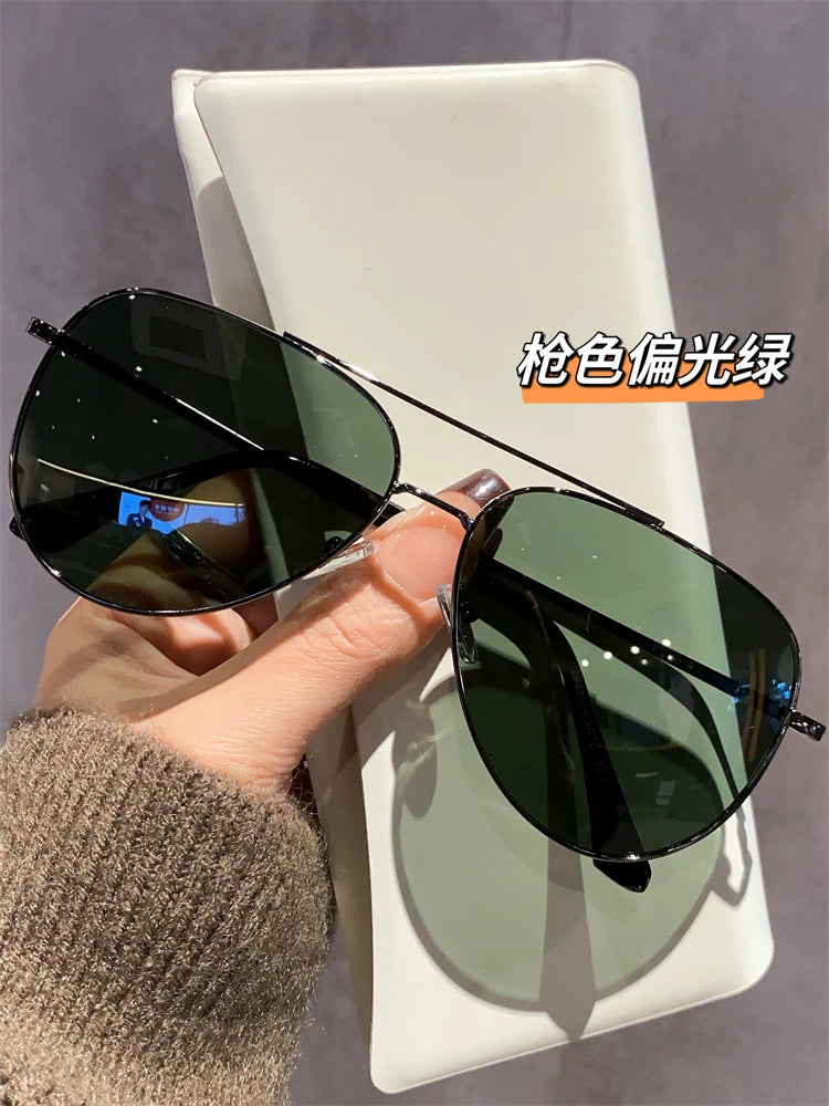 Kişilər üçün Aviator günəş eynəyi, yüksək səviyyəli, anti-UV, sürücülük üçün polarizasiyalı gün eynəkləri, toad eynəkləri