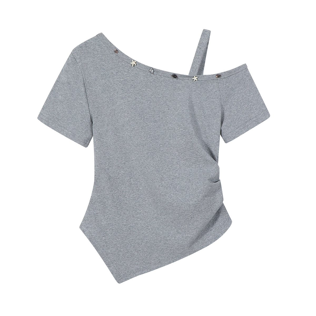 Cholisa Tək Çiyinli Top, Qadın Yay Geyimləri, Unikal, Super Gözəl, Zərif, Unikal Stil, Yay üçün Gözəl Qısa Qollu Köynək