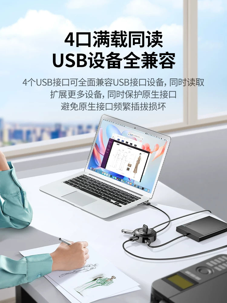Greenlink usb genişləndirici konvertasiya konnektoru çox portlu tip-c noutbuku usb genişləndirmə dok çoxfunksiyalı usd dəliyi xarici U disk birdən dördə qədər usp interfeysi uzatma kabeli hub dəsti splitter