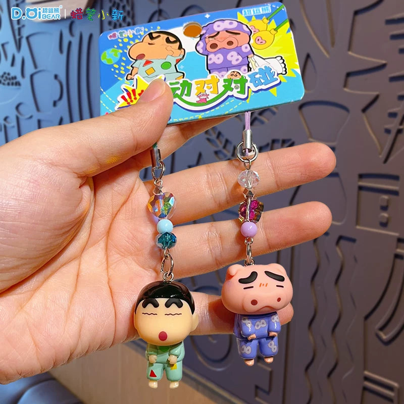 Orijinal Crayon Shin-chan Kiçik Burun Tutucu Telefon Zənciri 2025 Yeni Stil Qulaqlıq Avtomobil Açar Zənciri Sırt Çantası Kulon Açar Zənciri