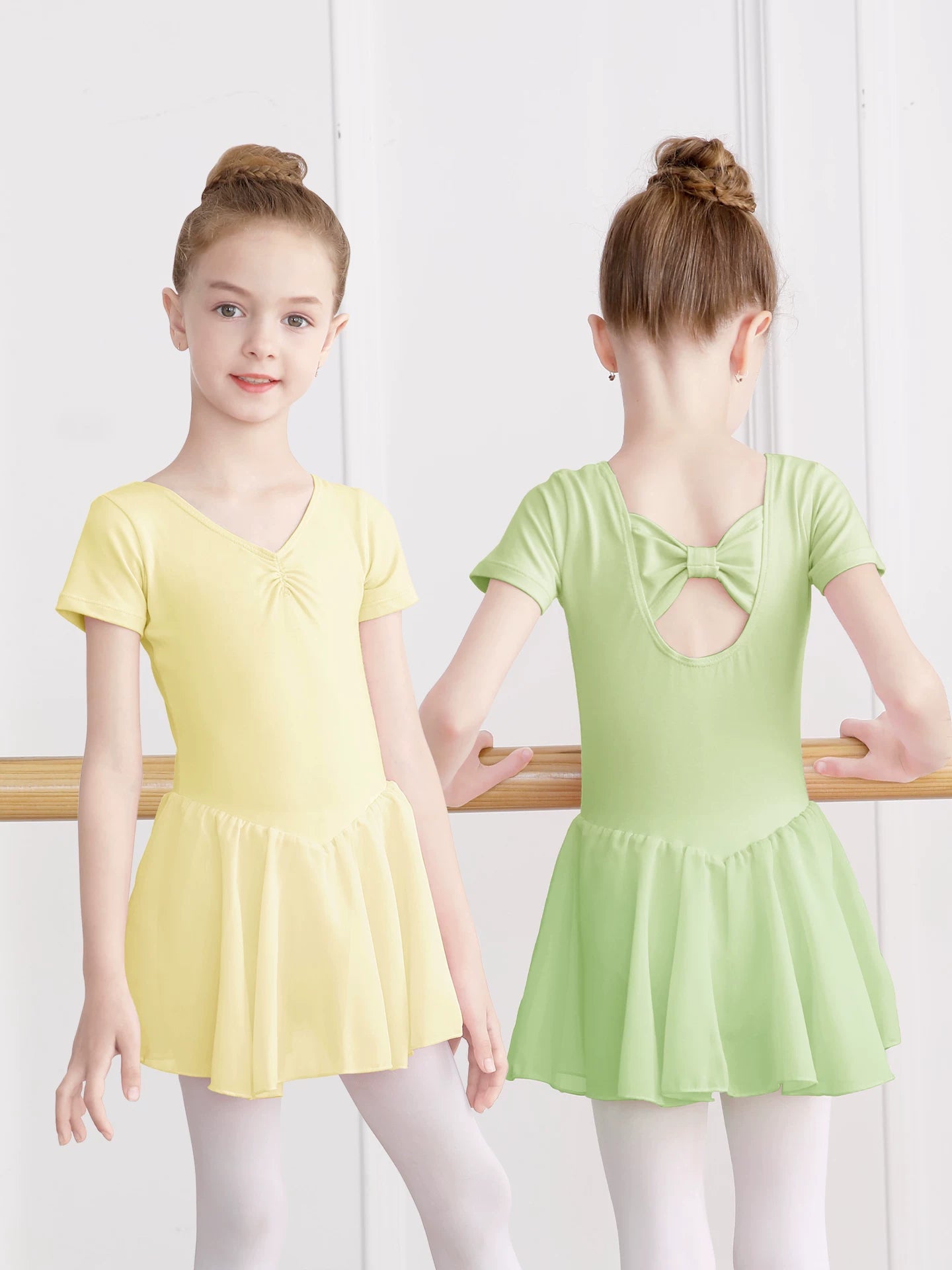 Balet yubka uşaq gimnastika kostyumu yay qısaqol Çin rəqs rəqsi məşq kostyumu bədən forması qız rəqs kostyumu körpələr üçün