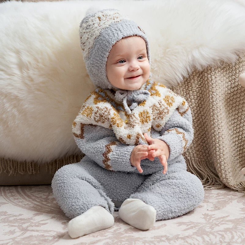 Manxi Körpə Onesie Avokado Yarım Flis Körpə Geyimləri Qalınlaşdırılmış İsti Romper Payız və Qış