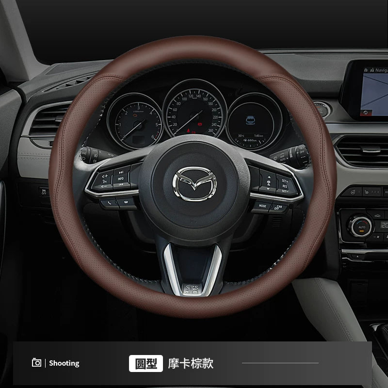 Mazda 6 steering wheel cover is suitable for Mazda 3, CX-4, Axela, CX-5 and Atenza, made of genuine leather, breathable and non-slip steering wheel cover
