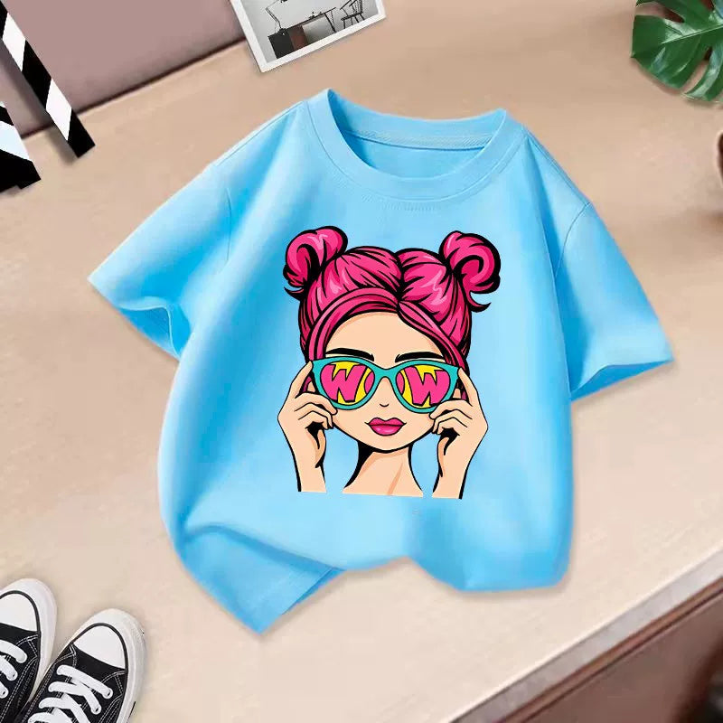 tshirt T Shirt dəbli körpə uşaq geyimləri qız qızlar üçün köynək