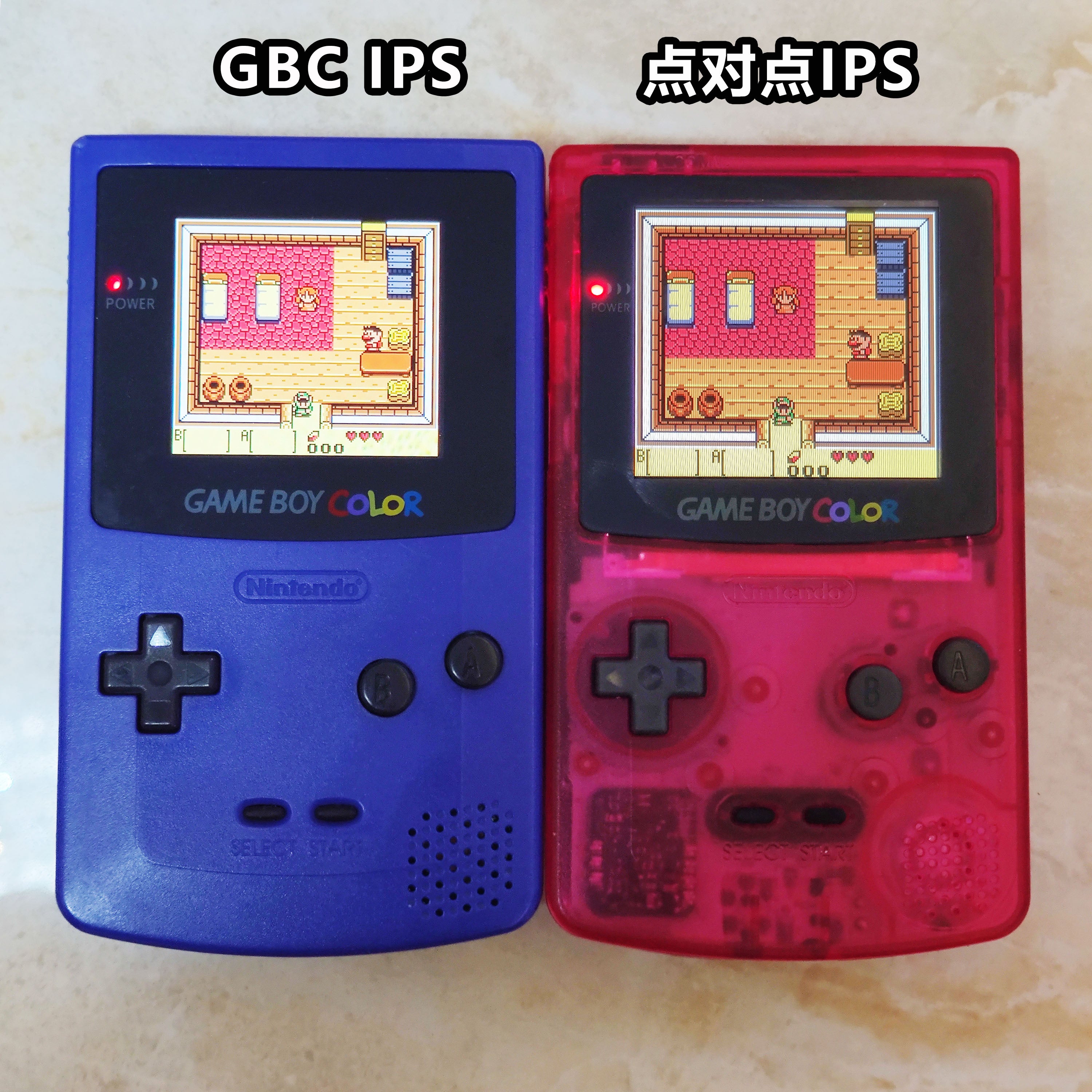 GBC ekranı GBC nöqtə-nöqtə əl konsolu Vurğulanan modifikasiya Gameboy arxa işığı Rəqəmsal rəqs zalı