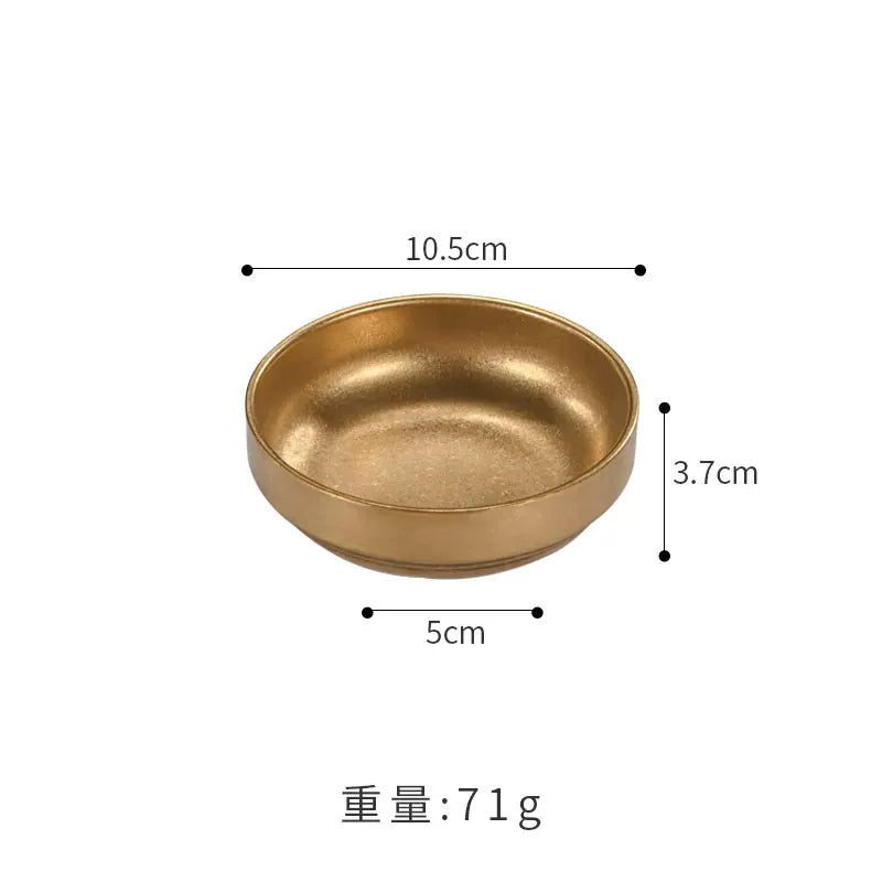 Retro 304 paslanmayan poladdan hazırlanmış sous qabı Koreya qızılı kimchi qabı barbekü dükanı kiçik qab qabı köhnə kiçik kasa daldırma qabı