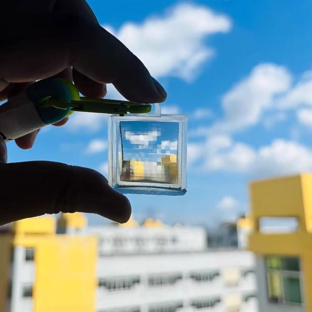 Pixel filter keychain, Minecraft stil keychain, akril portativ yaradıcı mənzərə fotoqrafiyası mozaika stili