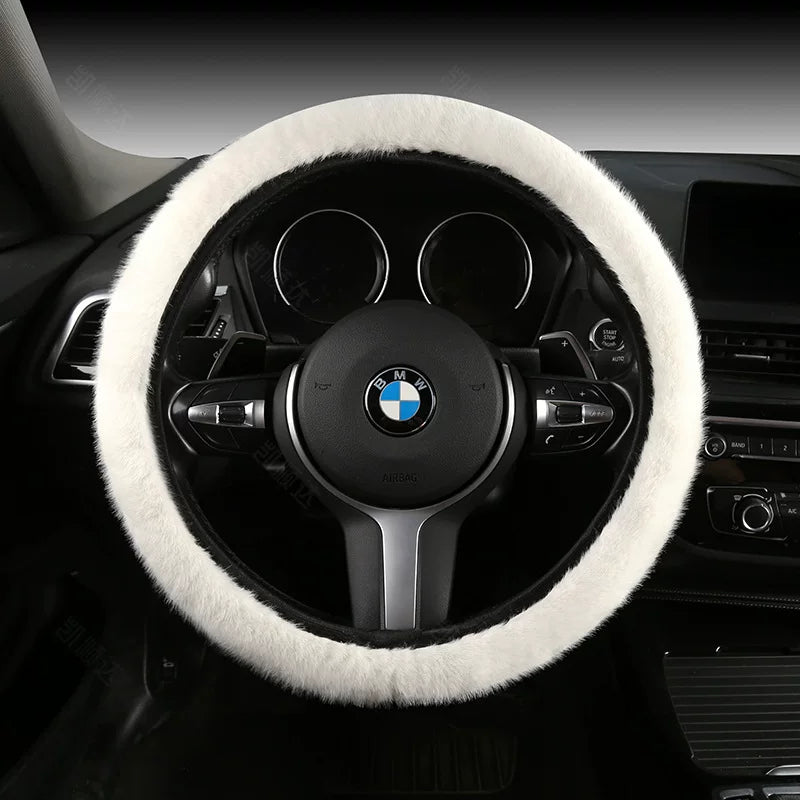Luxury ear steering wheel cover, winter warmth and cold protection, popular online goddess car steering wheel cover, universal type.