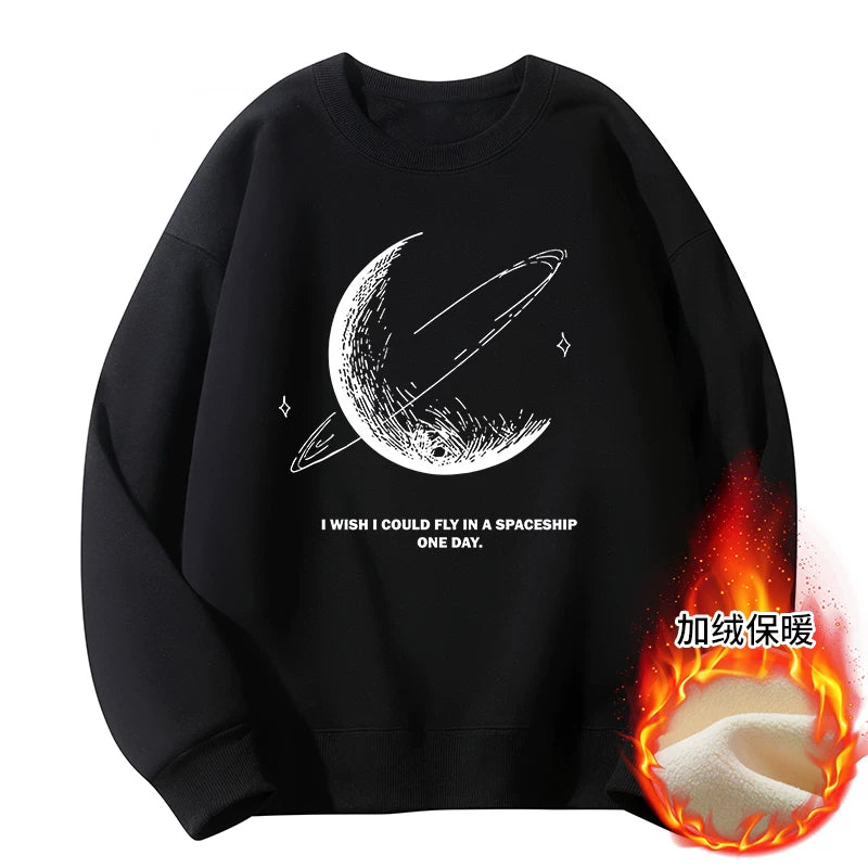 GLM Kişi və Qadınlar üçün Yun Astarlı Dəyirmi Yaxalı Sviter, Payız/Qış İstiliyi, Ağır Çəkili Stil, Amerika Boş Forması, Dəbli Brend Əsas Qat, Kişi Geyimləri