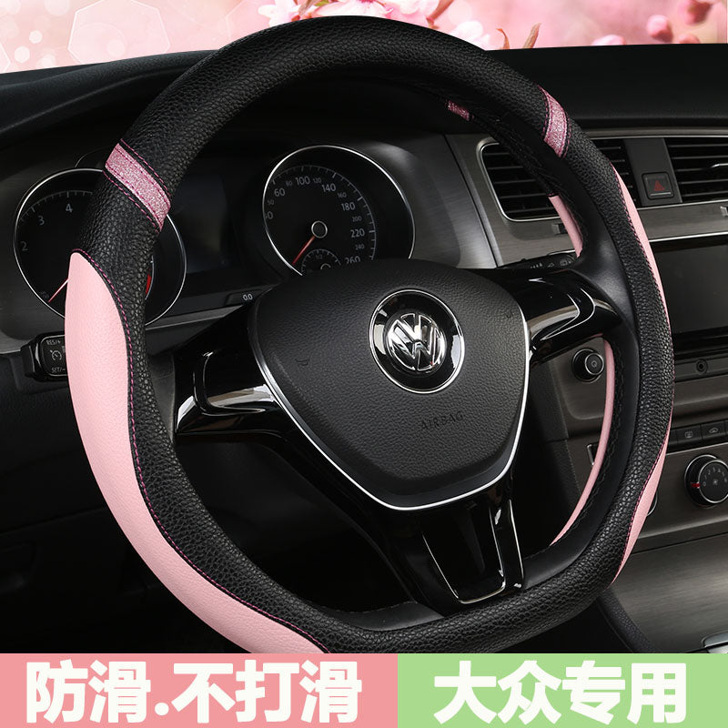Volkswagen Beetle, CC, Tiguan L, Golf 7, T-Roc All Season D-Type Steering Wheel Cover, Anti-Slip Car Gear Cover