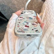 Polka-dot Kitty Apple 17promax mobil telefon qutusu, yeni cizgi filmi iPhone16, kreativ və sevimli 15pro payız əleyhinə qadın Apple 14/13 girly stil 12PM niş iPhone17 üçün uyğundur