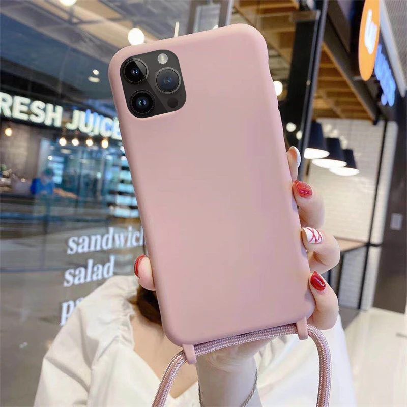 iPhone 15 14 üçün Çarpaz Boyunbağı Lanyard Kordon Telefon Qabı