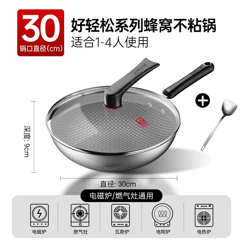 Kangbach wok yapışmayan məişət paslanmayan poladdan wok induksiya sobası qaz sobası xüsusi rəsmi flaqman mağaza qazanı