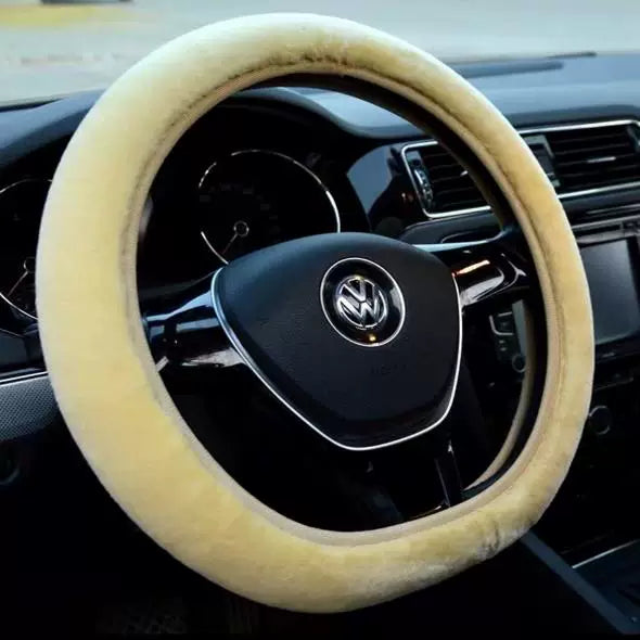 Car steering wheel cover, soft, warm, non-slip, soft and comfortable for winter, universal car interior accessory.