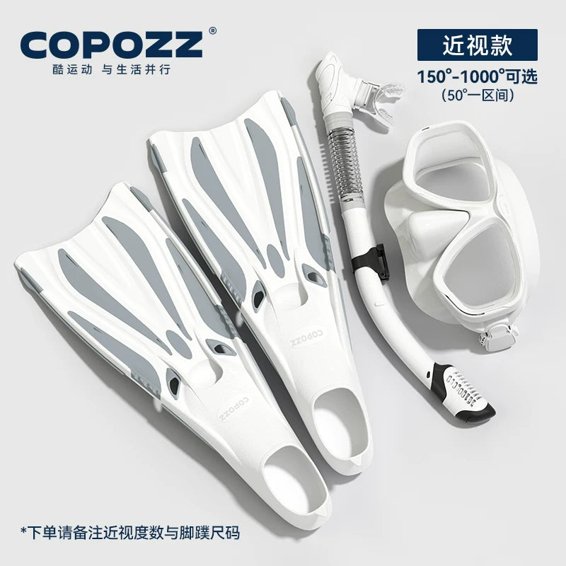 COPOZZ snorkeling maskası Sambo maskası sualtı dalğıc gözlükləri şnorkel dəsti tam quru miyopi üzgüçülük avadanlığı