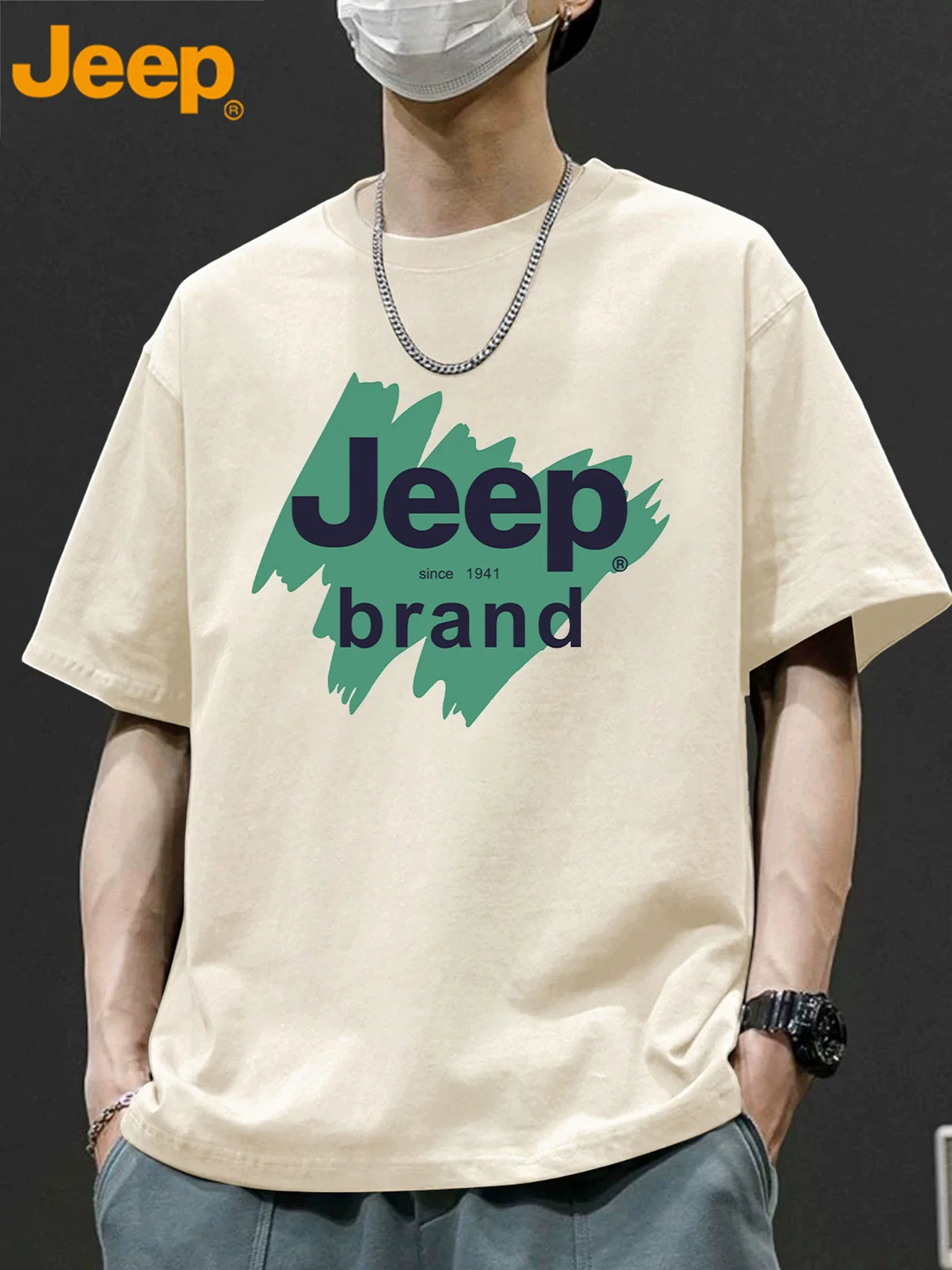 Jeep Jeep American təsadüfi qısaqol köynək kişi yay yeni trend gənclər üçün boş retro tam uyğun top