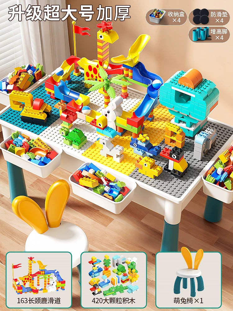 Uşaq tikinti bloklarından ibarət masa, oğlanlar, qızlar, körpələr və körpələr üçün, təhsil, 6 yaşlı uşaqlar üçün çoxfunksiyalı, böyük hissəciklərdən ibarət, yığma dəsti.