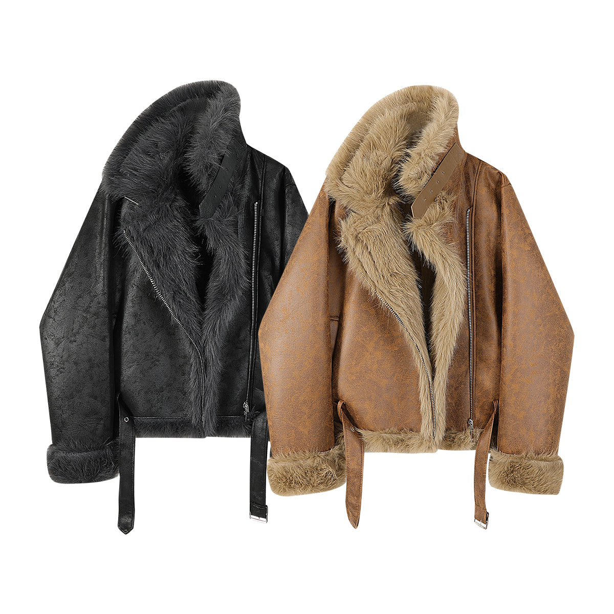 Cholisa Merard Shearling Qadınlar üçün Qısa Qalın Palto, Payız və Qış, Unikal və Super Qəşəng Motosiklet Gödəkçəsi