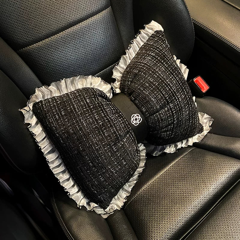 Linen car seat cushions, for all seasons, premium feel, new style, women's seat cover, star-shaped car seat cover and cushion set, five-piece.