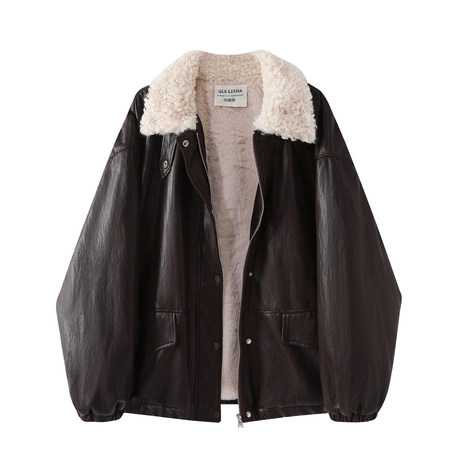 Cholisa Koreya üslubunda şık dəri gödəkçə, qadınlar üçün unikal və gözəl qış tüklü palto, 2025 yeni model, qalınlaşdırılmış.