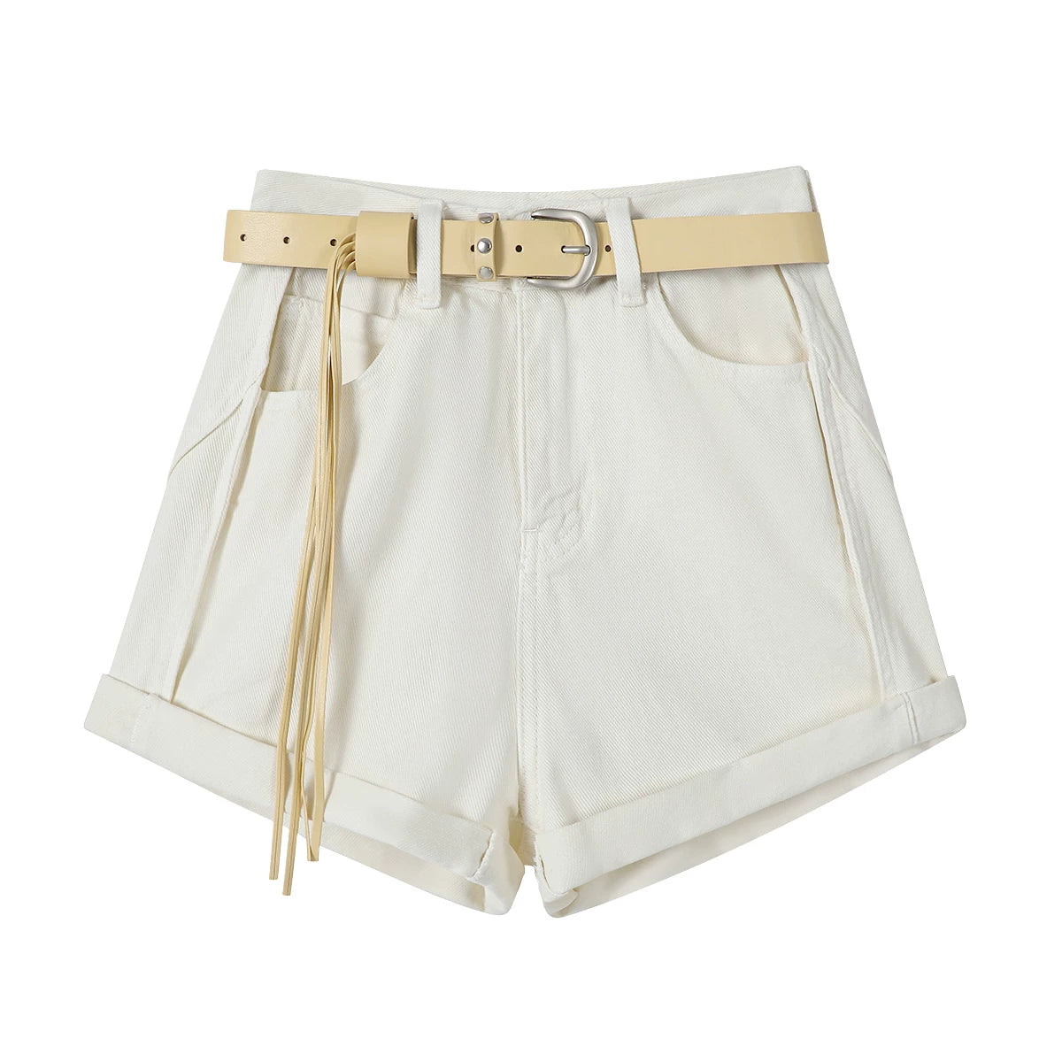 Chalisa-nın qadınlar üçün dəbli, arıqladıcı, yüksək belli retro düz ayaqlı cins şalvarı, yeni yay stili, geniş ayaqlı gündəlik şortlar.