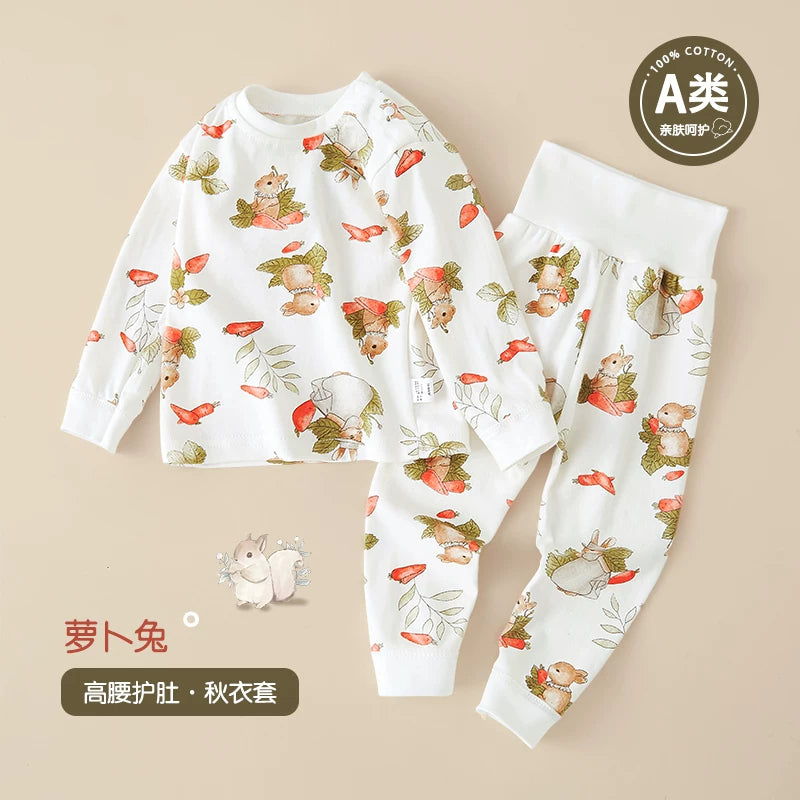 Körpə termal alt paltarı dəsti, təmiz pambıq, alt paltarı, qarın qoruyucusu, payız geyimləri, oğlan və qızlar üçün uzunqol pijamalar, uşaq ev geyimləri