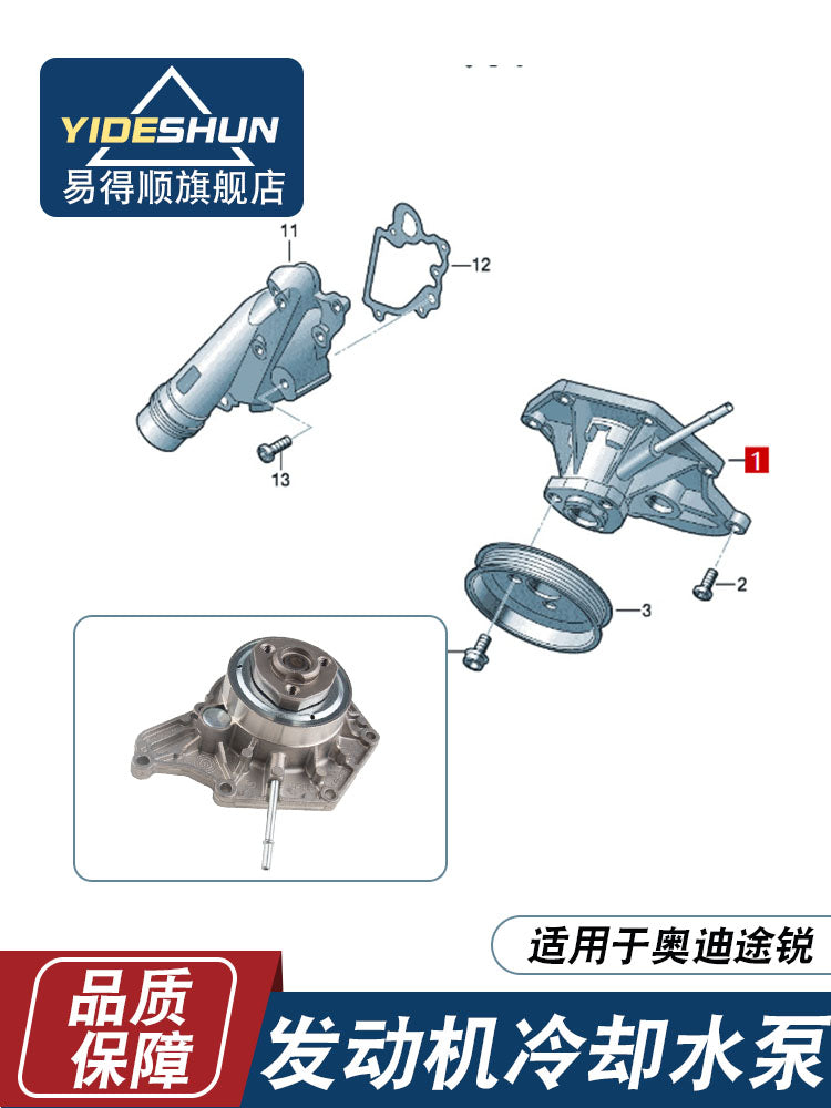 Suitable for the cooling water pump set of Audi A6, A8L, Q7, Q8, A7, S5, Volkswagen Touareg, Phaeton and Cayenne engines.