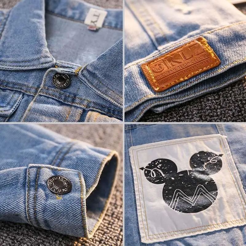 Oğlanlar üçün Mickey Denim Gödəkçə Moda Palto Uşaq Geyimi