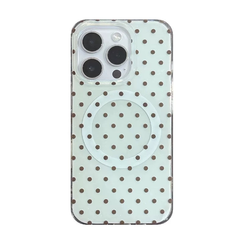 Yay nanə yaşıl polka nöqtəli sarı ulduzlu maqnit tutucu Apple 16 mobil telefon qutusu iPhone 15 qız modeli 13/12 payız əleyhinə 11PROMAX hər şey daxil S/XR yeni məhsul 7/8 yumşaq qutu 14PLUS