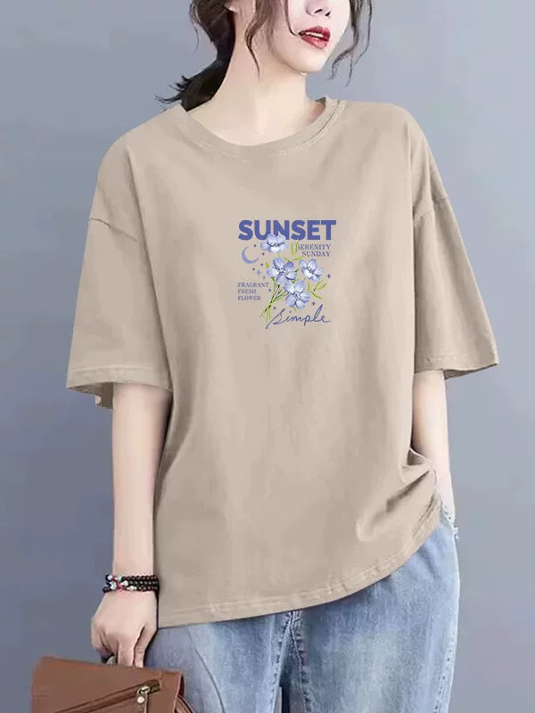 Kabinetdən çıxarılan birinci dərəcəli brend kəsilmiş etiket qadın geyimi retro petite təmiz pambıq qısaqol tənbəl üslublu böyük ölçülü arıqlayan top
