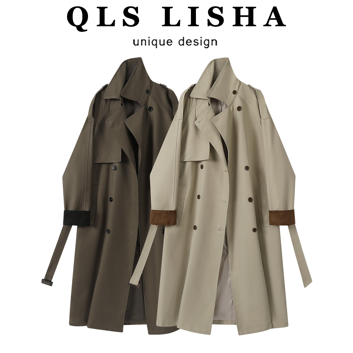 Cholisa Khaki Gündəlik Trench Palto, Uzun və Hündür Stil, Qadın Payız Üst Geyimləri, Yüksək Seçimli və Dəbli Top