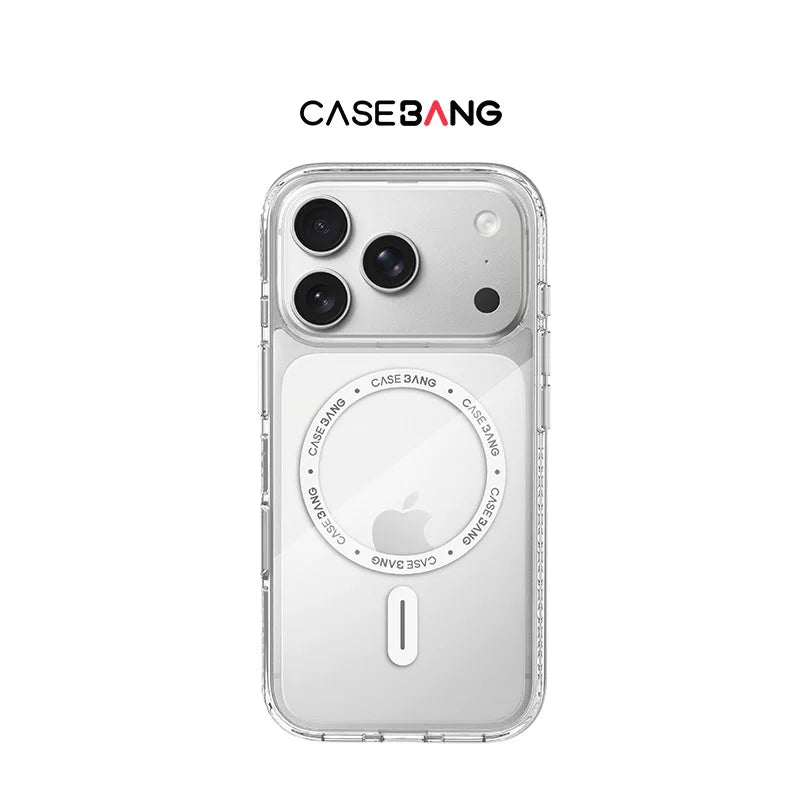 CASEBANG təəccüblü qabıq iPhone17ProMax/iPhone17Pro/16/15Pro Samsung S25Ultra şəffaf parıltılı düşmə əleyhinə maqnitli Apple mobil telefonunun qoruyucu qabığı