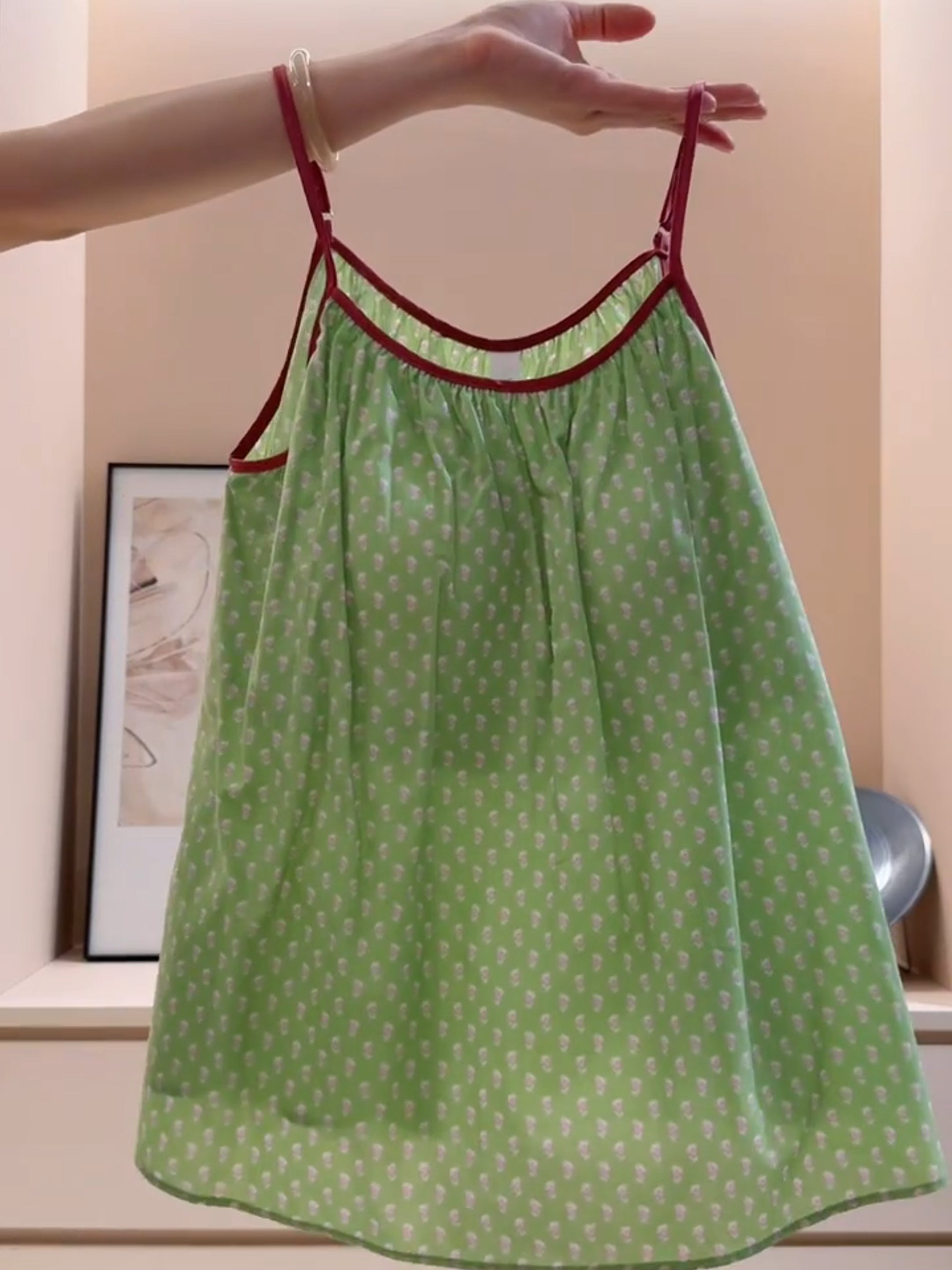Sweet Girly Fresh Çiçəkli Asma Kəmər Döş Yastığı Pijama Qadın 2026 Yay Böyük Ölçülü Ev Geyimi İki Parçalı Dəst