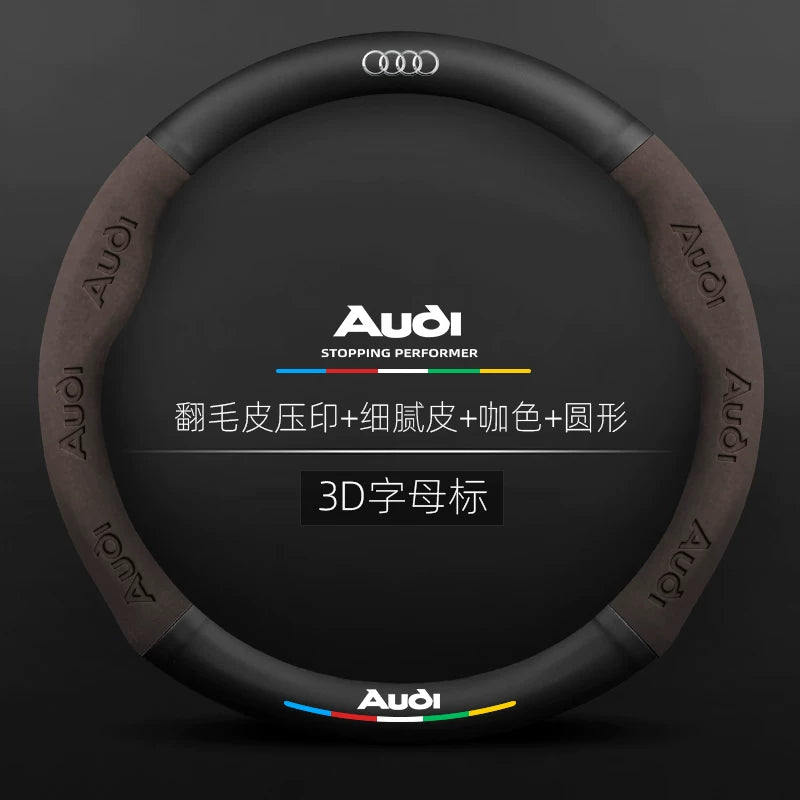 Audi avtomobil sükan örtüyü A4L A6L A3 Q2L Q5L Q3/7 A5/7 ultra nazik nəfəs alan orijinal dəri sükan örtüyü