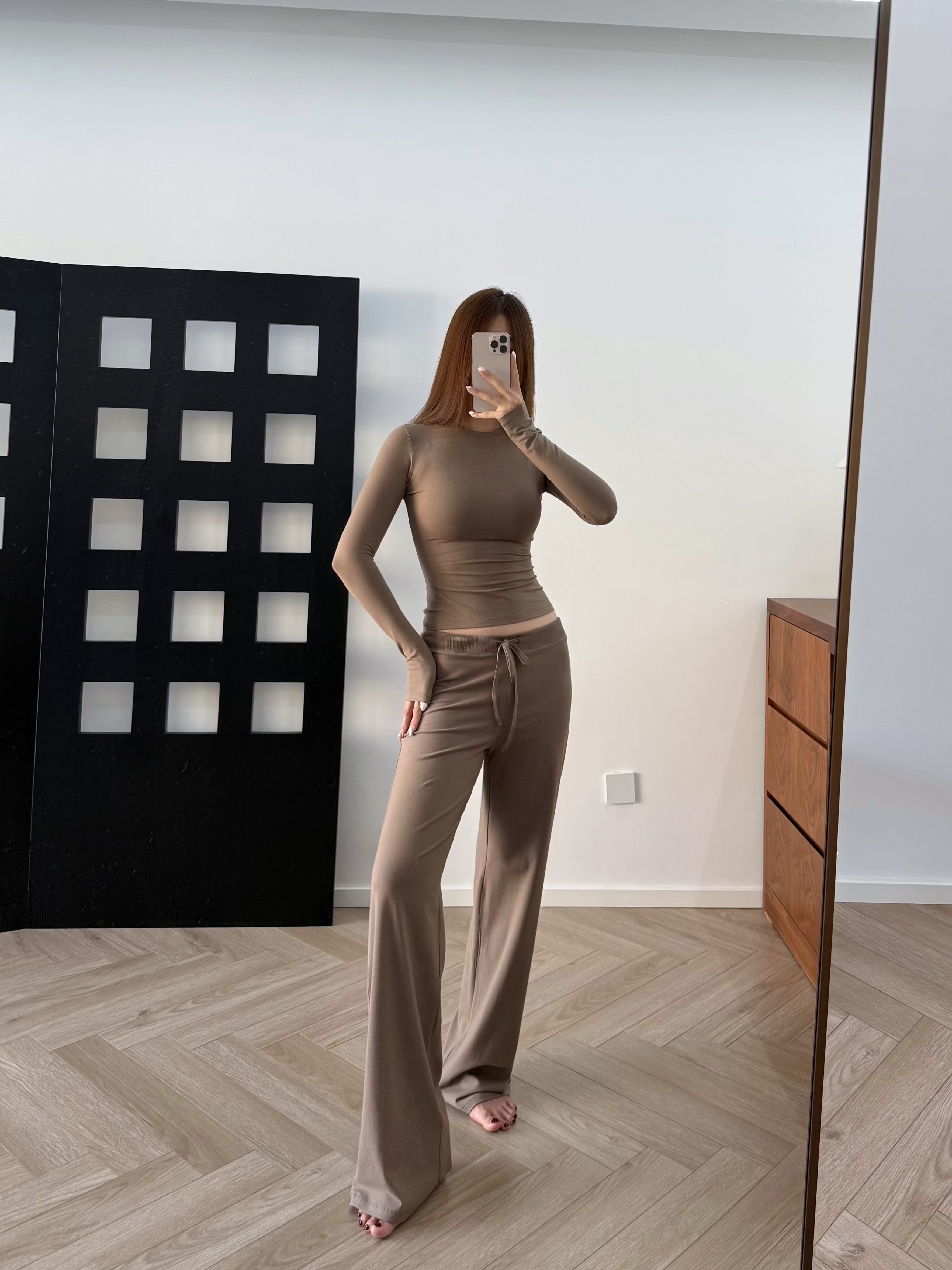 SKIMS Payız 2025 Yeni Rəngli Pambıq Forması: Yumşaq və Rahat Pambıq Boş Düz Ayaqlı İpli Şalvar