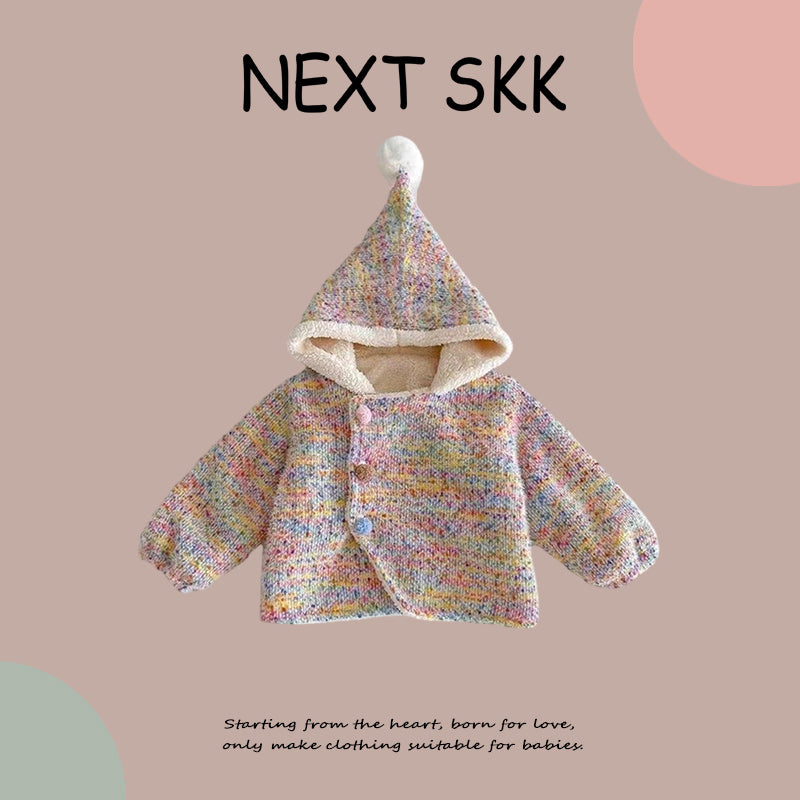 NEXT SKK UK körpə paltosu, payız/qış yun astarlı, qalınlaşdırılmış, pambıqla örtülmüş gödəkçə, qız körpələri üçün hırka top.