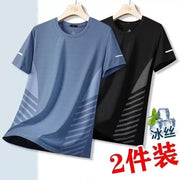 Guangzhou On Thirteen Lines Buz İpək Qısaqol T-shirt Kişi Yay İncə Bölmə 2024 Yeni Yarımqol T-shirt Üst Geyim Zirzəmi